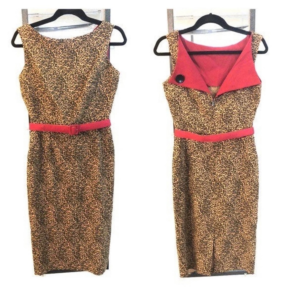Bettie Page Tatyana Leopard Wiggle Dress